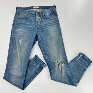 Madewell Womens Sz 28 Medium Rise 9" High Rise Skinny Distressed Denim
